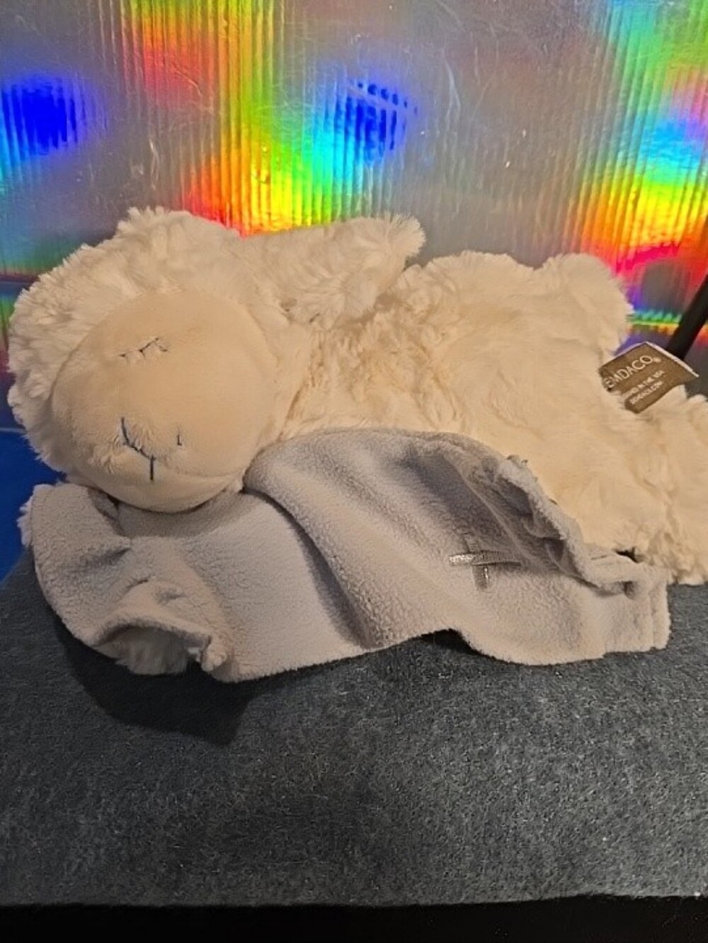 7226 Nat and Jules Plush Lamb Blue Blanket "NOW I LAY ME DOWN TO SLEEP" Praying
